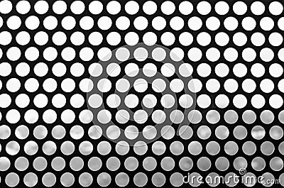 Black and white background of a grid of spotted. Pattern of round holes vintage style. Photo for web site slider. Stock Photo