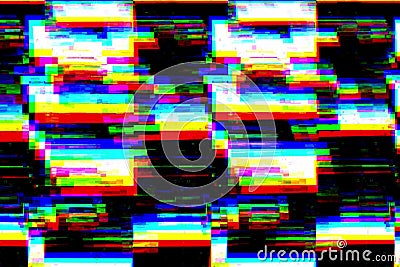 Black and white background realistic flickering, analog vintage TV signal with bad interference, static noise background Stock Photo