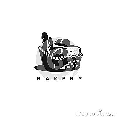 Black and white bakery basket vector illustration Vector Illustration