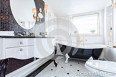 Black and white baroque bathroom Stock Photo