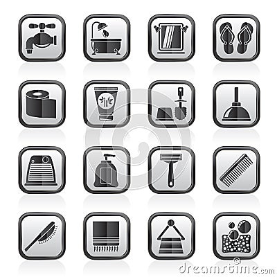 Black an white bathroom and Personal Care icons Vector Illustration