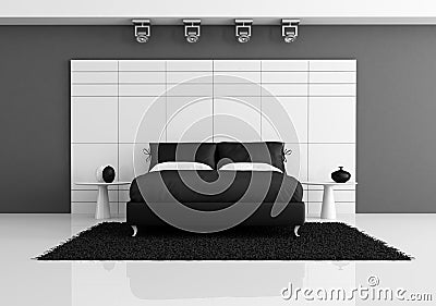 Black and white bedroom Stock Photo