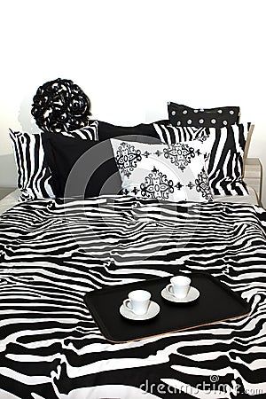 Black and white bedroom Stock Photo