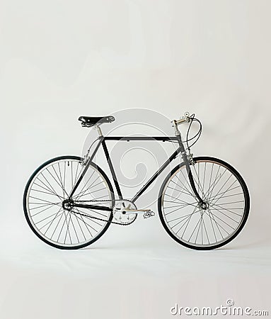 Black and White Bicycle in Urban Setting Stock Photo