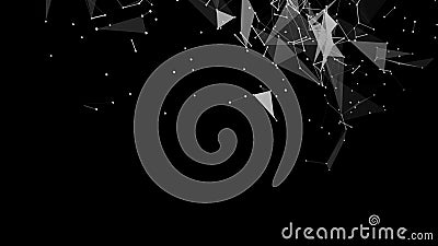 Black and White blurred abstract plexus particle effect background. Mess communication technology network background with moving Stock Photo
