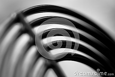 Blurry image of abstract metal object in black and white. Stock Photo