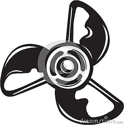 Black and White Boat Propeller Illustration Vector Illustration