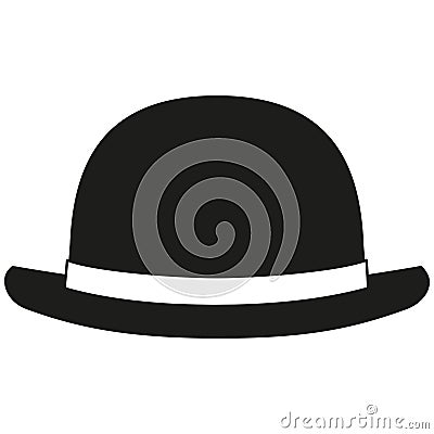 Black and white bowler hat silhouette Vector Illustration