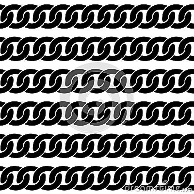 Black and white brutal metal chain seamless pattern, vector Vector Illustration