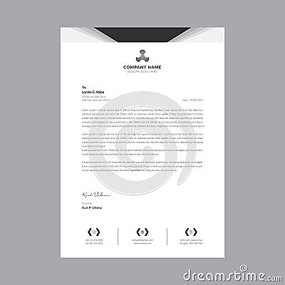 Black and white business letterhead templates Vector Illustration