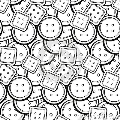 Black and white buttons seamless pattern Vector Illustration