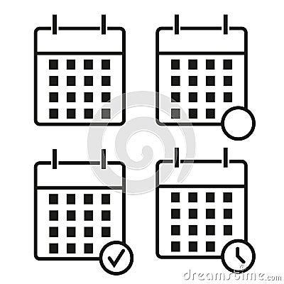 Black and white calendar pages on a white background Vector Illustration