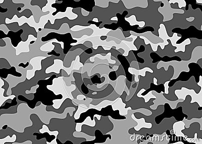 Black and white camouflage repeats seamless. Masking camo. Classic clothing print. Vector monochrome pattern Vector Illustration