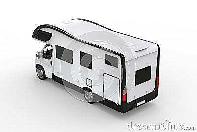 Black and white camper vehicle - taillight view Stock Photo