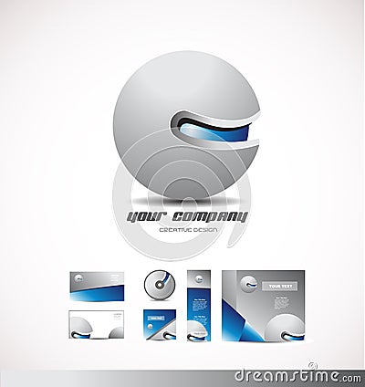 Corporate business 3d logo sphere grey blue Vector Illustration