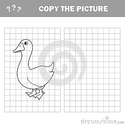 Black and White Cartoon Vector Illustration of Funny Goose Farm Bird Animal Vector Illustration