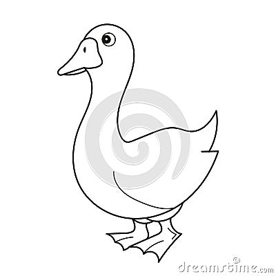 Black and White Cartoon Vector Illustration of Funny Goose Farm Bird Animal Vector Illustration