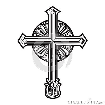 christian cross Wing vector drawing Blak illustration Vector Illustration