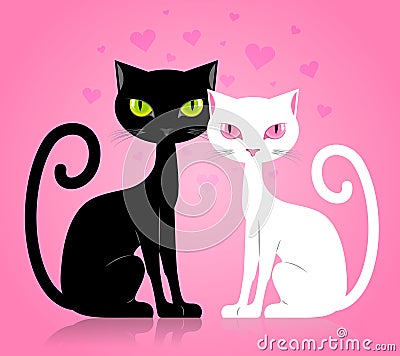 Black and white cat Vector Illustration