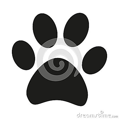 Black and white cat paw footprint silhouette Vector Illustration