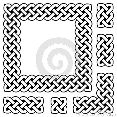 Black and white Celtic knot frame and design elements Vector Illustration