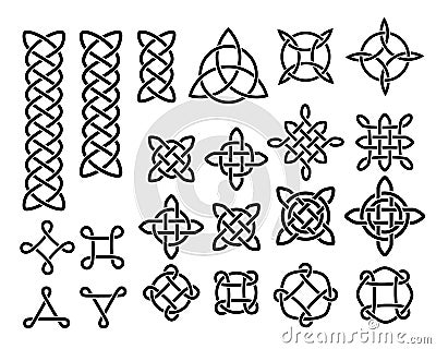 Black and white celtic knots and symbols ethnic set, vector Vector Illustration