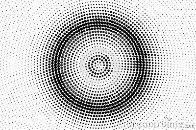 Black white centered dotted gradient. Half tone background. Stock Photo