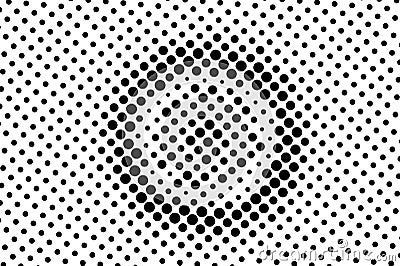 Black on white centered halftone texture. Oversized dotted ornament. Contrast dotwork pattern Stock Photo