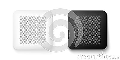 Black and white Chain Fence icon isolated on white background. Metallic wire mesh pattern. Square button. Vector Vector Illustration