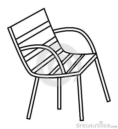 Black and white chair for sitting outside. Cute piece of furniture Vector Illustration