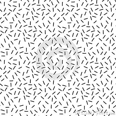 Black and white chaotic dash geometric seamless pattern, vector Vector Illustration