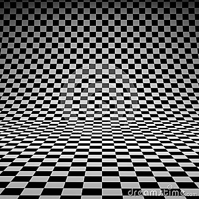 Black and white checker 3D studio background. Stock Photo