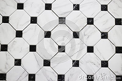 Black and white checkered marble floor Stock Photo