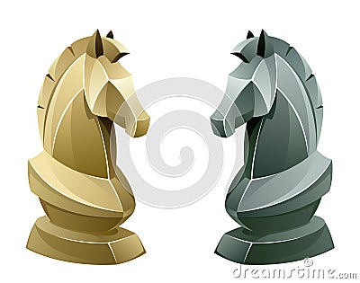 Black and white chess knight Vector Illustration