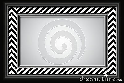 a black and white chevron patterned frame on a black and white background Stock Photo