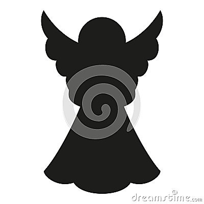 Black and white christmas angel silhouette Vector Illustration