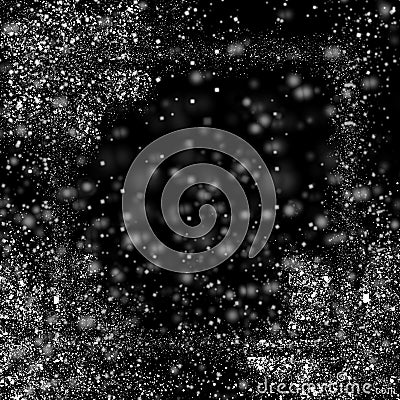 Black and white christmas background with snowflakes and bokeh. Trendy template for design Stock Photo