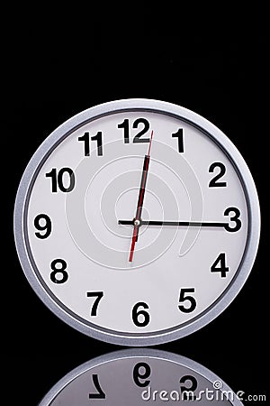 Black and white chrome clock Stock Photo
