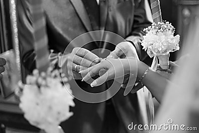 Black and white church wedding Stock Photo