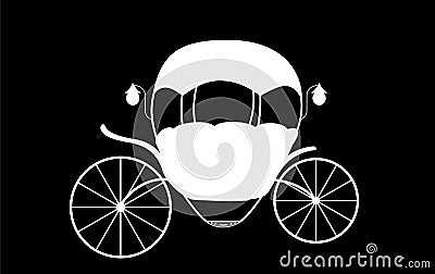 Black and White Cinderella Fairytale carriage. Vector Illustration. Vector Illustration