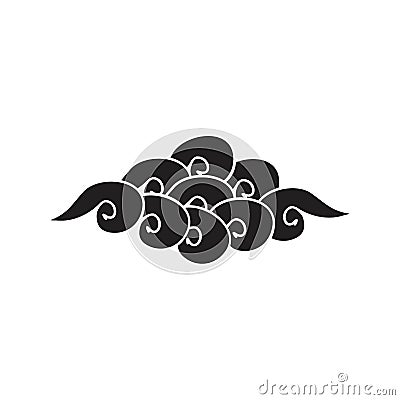 Black and white circular cloud Cartoon Illustration