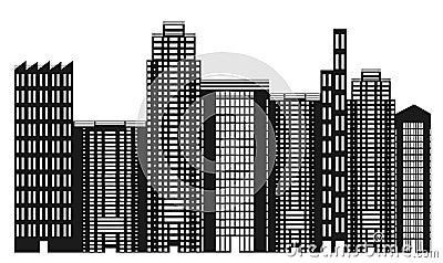 Black And White City Skyline Royalty Free Stock Photo - Image: 4443355