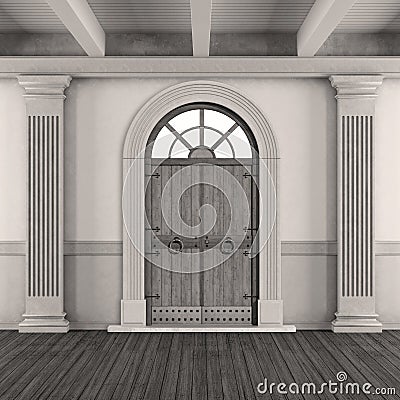 Black and white classic home entrance Stock Photo