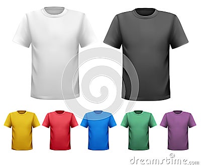 Black and white and color men t-shirts. Design tem Vector Illustration