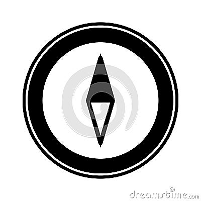 Black and white compass icon. Vector Cartoon Illustration