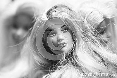Black and white composition with Barbie dolls Editorial Stock Photo