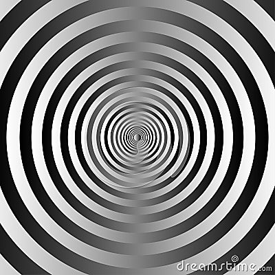 Black and white concentric circles background. Vector Illustration