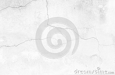 The black and white concept of a plain white plastered brick wall with cracks for backgrounds, patterns and textures for backgroun Stock Photo