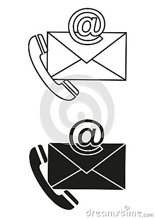 Black And White Contact Support Icon Flat Design Vector Silhouette Stock Photo