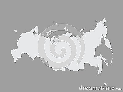 Black and white cool and simple whole and complete Russia map on dark background Vector Illustration